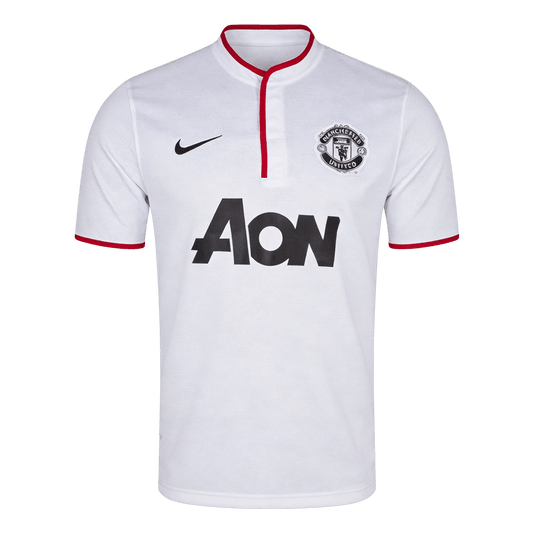 Men Retro Fan Version 13/14 Manchester United Away Soccer Jersey White