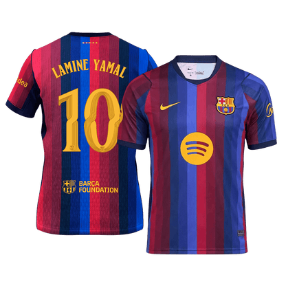 LAMINE YAMAL#10 Men Fan 26/27 Barcelona Home Soccer Jersey Short Sleeve Blue&Garnet -UCL