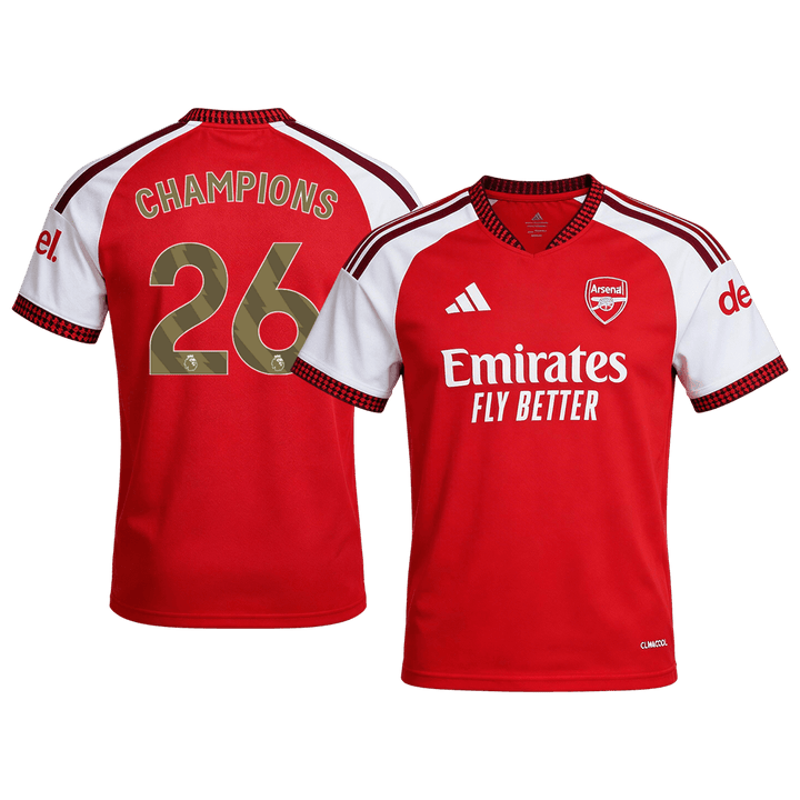 CHAMPIONS #26 Arsenal Premier League Champions Home Soccer Jersey 2026/27 Red