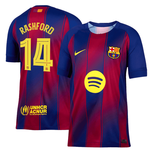 Authentic RASHFORD #14 Barcelona Home Soccer Jersey 2025/26 Red&Blue - UCL