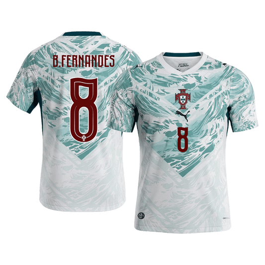 B.FERNANDES #8 Portugal Away Football Shirt World Cup 2026 White&Green