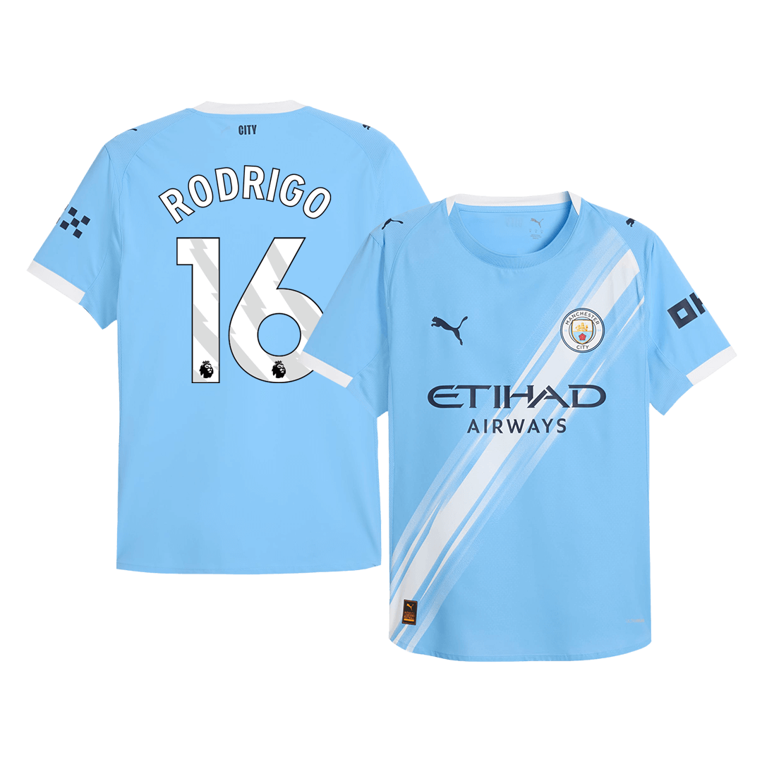 Authentic RODRIGO #16 Manchester City Home Soccer Jersey 2025/26 Blue