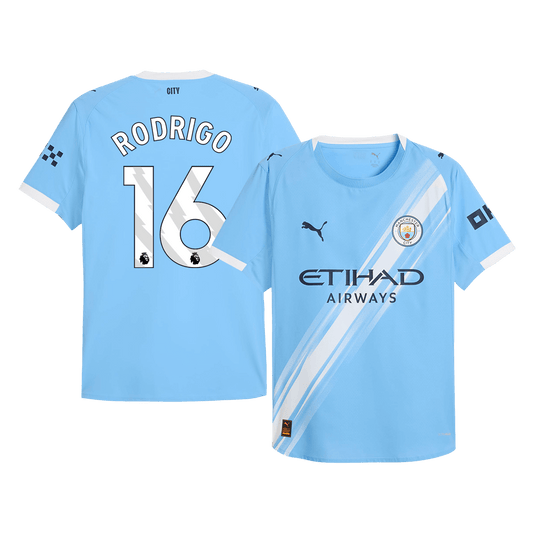 Authentic RODRIGO #16 Manchester City Home Soccer Jersey 2025/26 Blue