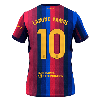 LAMINE YAMAL #10 Men Fan 26/27 Barcelona Home Soccer Jersey Short Sleeve Blue&Garnet