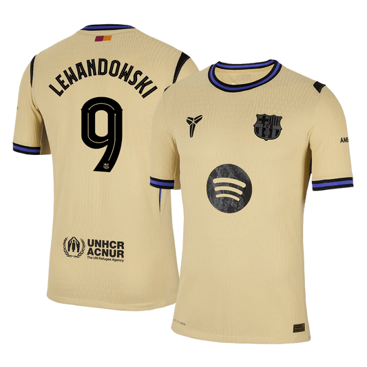 Authentic LEWANDOWSKI #9 Barcelona Away Soccer Jersey 2025/26 Yellow - UCL