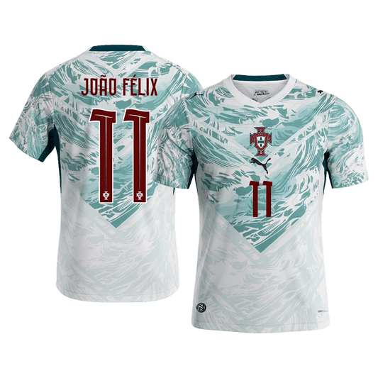 JO�O F�LIX #11 Portugal Away Football Shirt World Cup 2026 White&Green