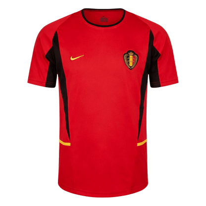Men Retro Fan Version Belgium Home Soccer Jersey World Cup 2002 Red