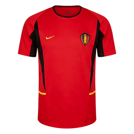 Men Retro Fan Version Belgium Home Soccer Jersey World Cup 2002 Red