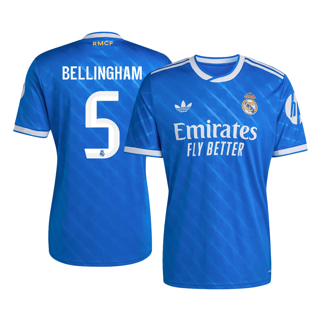 BELLINGHAM #5 Real Madrid Third Away Soccer Jersey 2025/26 Blue