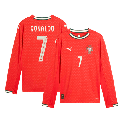 RONALDO #7 Portugal Home Long Sleeve Soccer Jersey 2025 Red