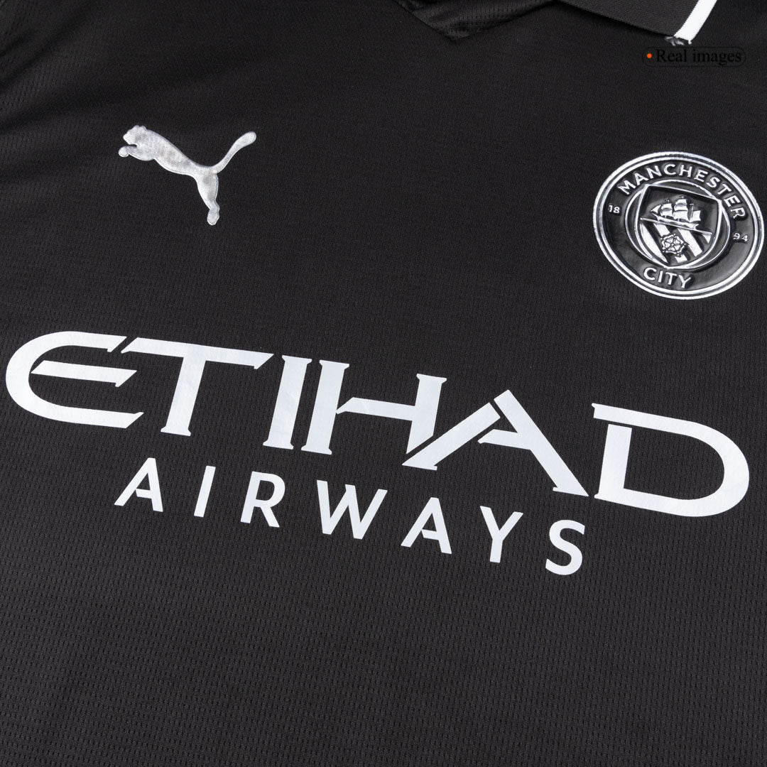 25/26 Manchester City Away Long Sleeve Soccer Jersey Black
