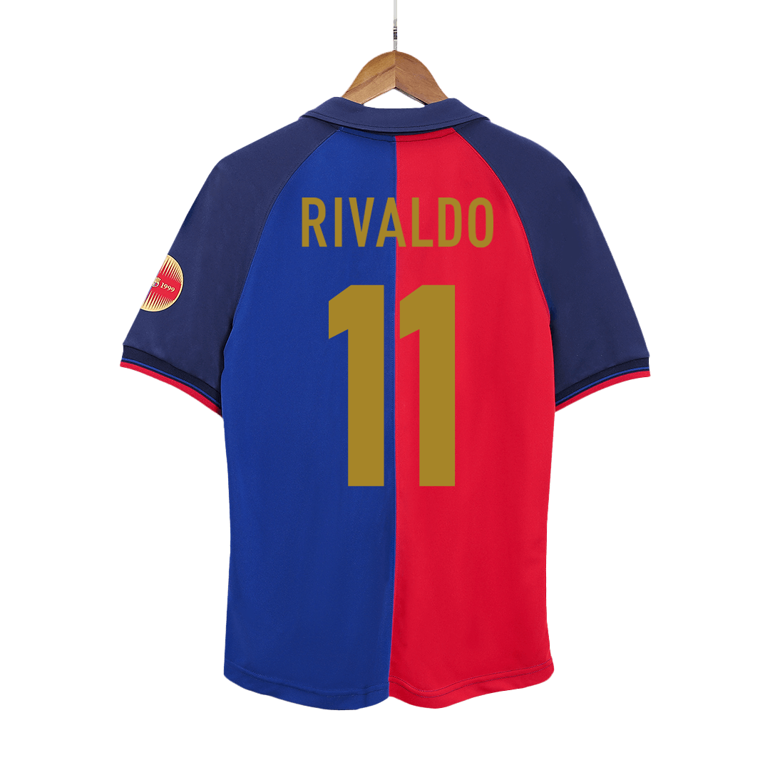 Retro RIVALDO #11 1999/00 Barcelona Home Soccer Jersey - 100th Anniversary