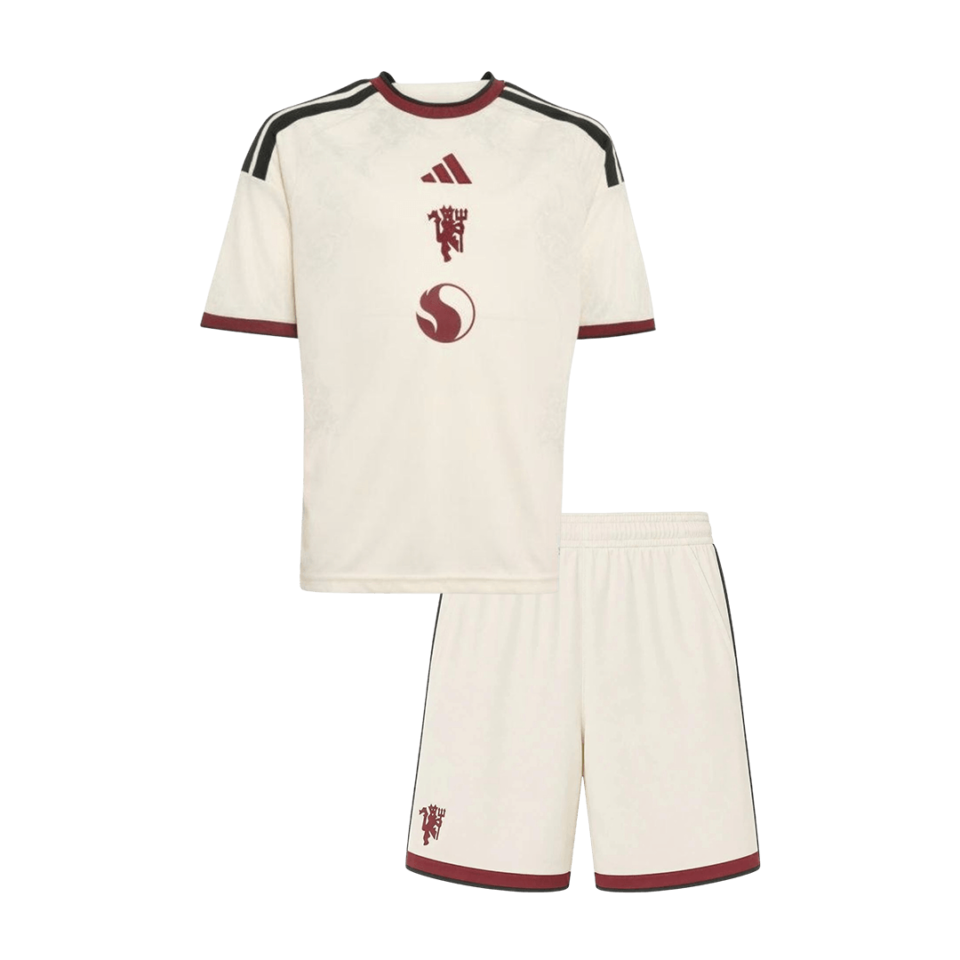 Kids Manchester United Third Soccer Jersey Kit (Jersey+Shorts) 2026/27 White
