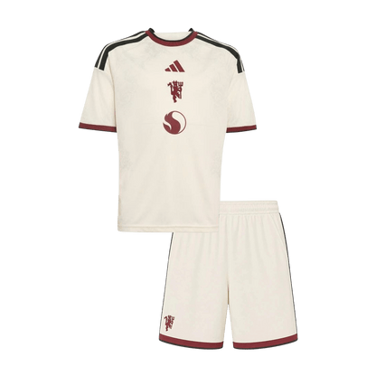Kids Manchester United Third Soccer Jersey Kit (Jersey+Shorts) 2026/27 White
