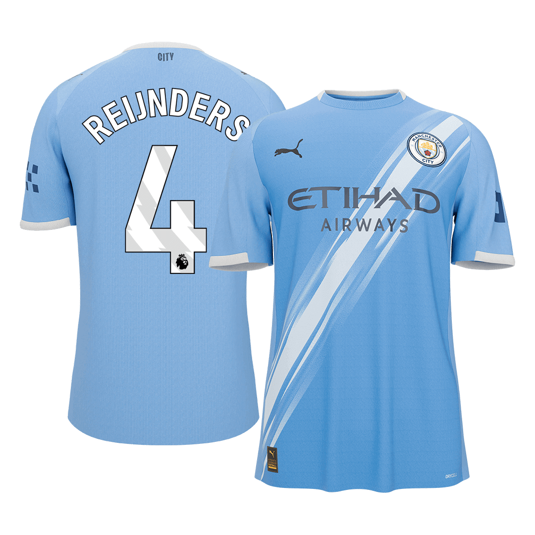 REIJNDERS #4 Manchester City Home Soccer Jersey 2025/26 Blue