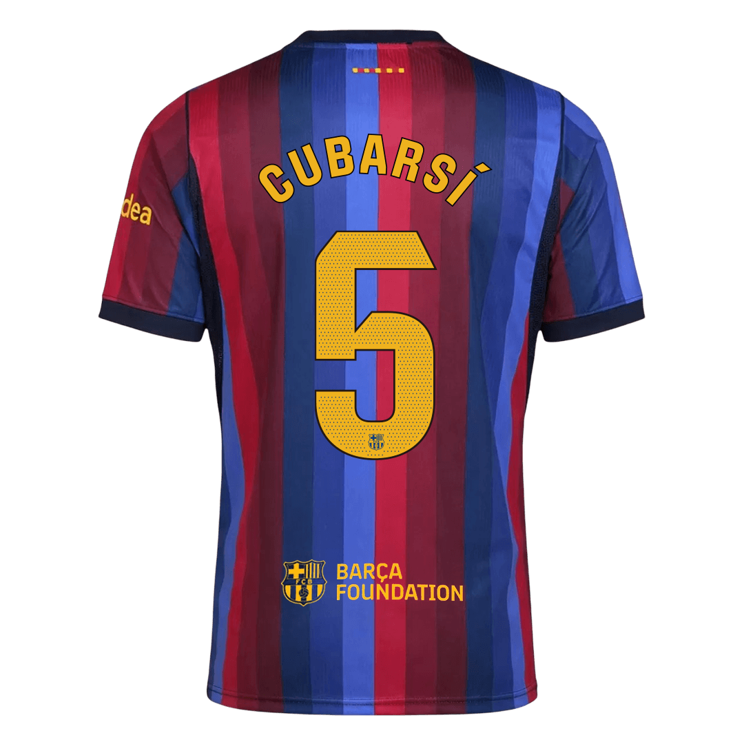 CUBARSÍ #5 Men Fan 26/27 Barcelona Home Soccer Jersey Short Sleeve Blue&Garnet