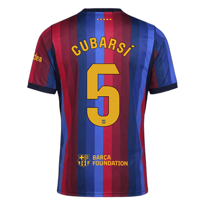 CUBARSÍ #5 Men Fan 26/27 Barcelona Home Soccer Jersey Short Sleeve Blue&Garnet