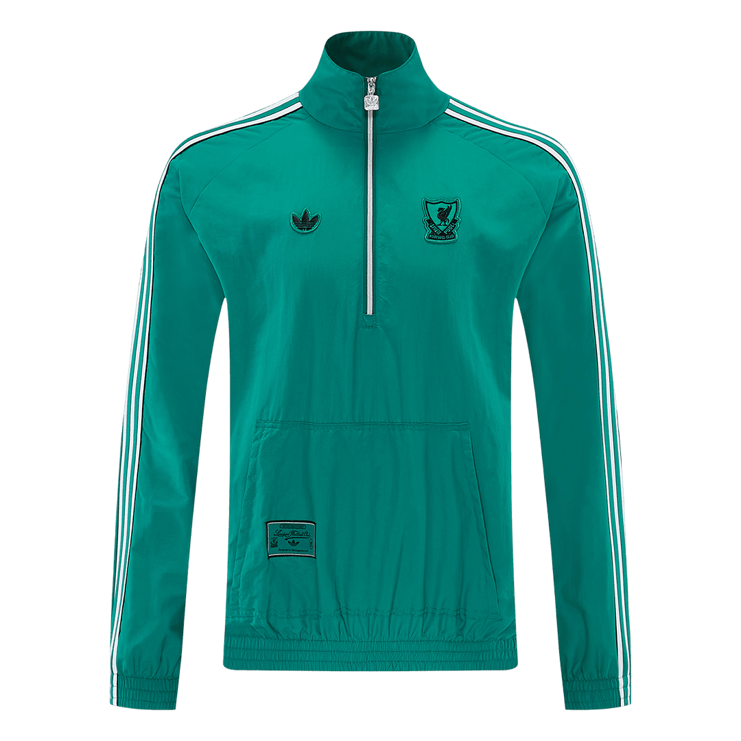 Men 2026 Liverpool Half-Zip Windbreaker Jacket Green