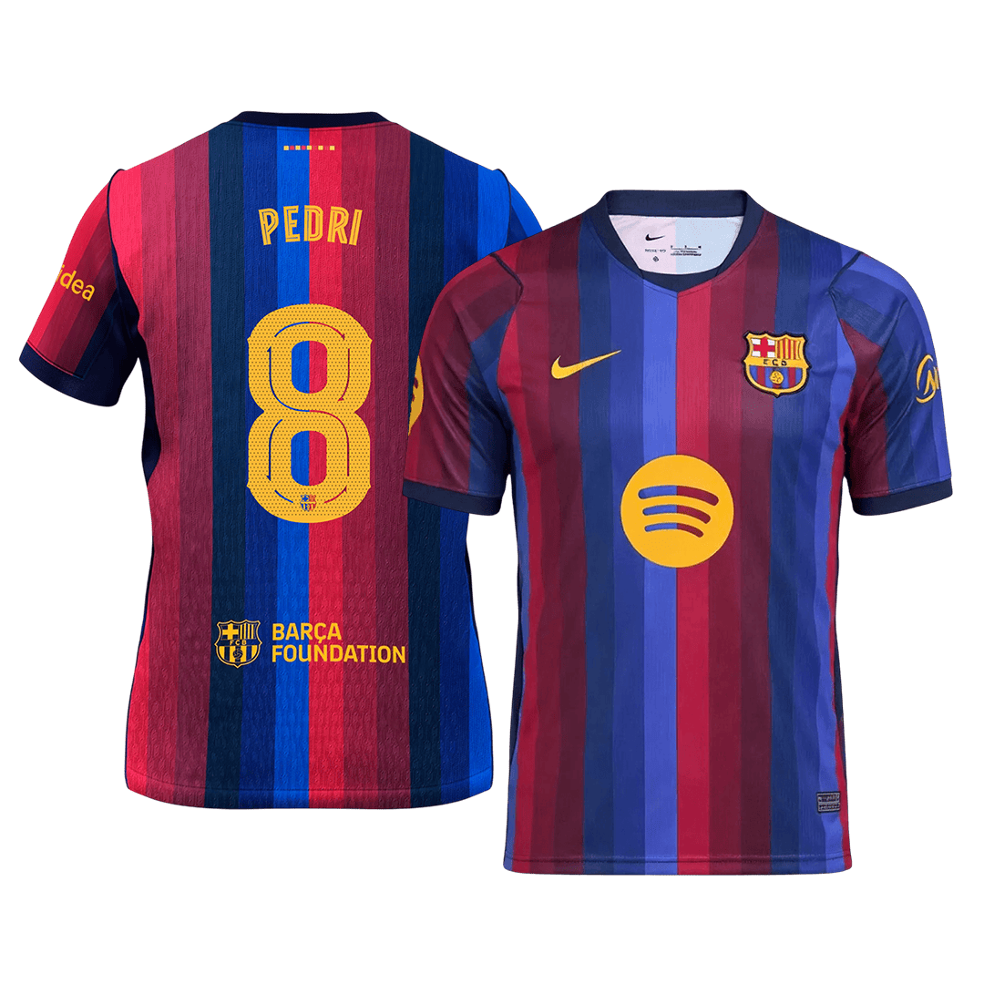 PEDRI #8 Men Fan 26/27 Barcelona Home Soccer Jersey Short Sleeve Blue&Garnet