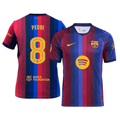 PEDRI #8 Men Fan 26/27 Barcelona Home Soccer Jersey Short Sleeve Blue&Garnet
