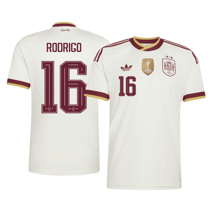 RODRIGO #16 Spain Champion Edition Away Soccer Jersey World Cup 2026 White
