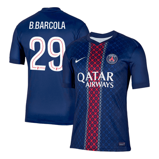 B.BARCOLA #29 PSG Home Soccer Jersey 2025/26 Navy
