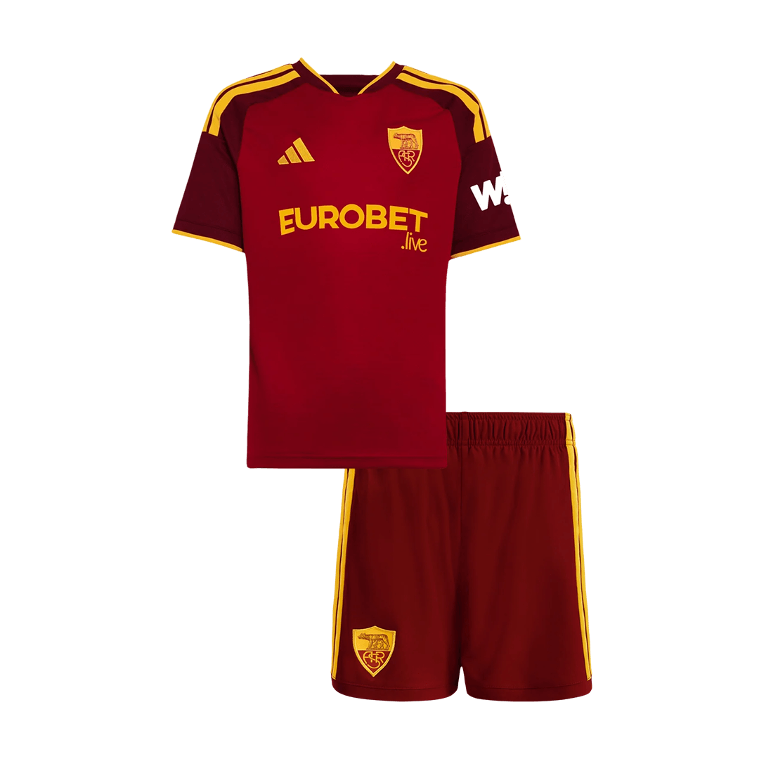 Kids AS Roma Home Soccer Jersey Kit (Jersey+Shorts) 2026/27 Red