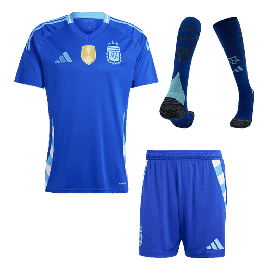 Men's Argentina Away Soccer Jersey Kit  (Jersey+Shorts+Socks) 2024