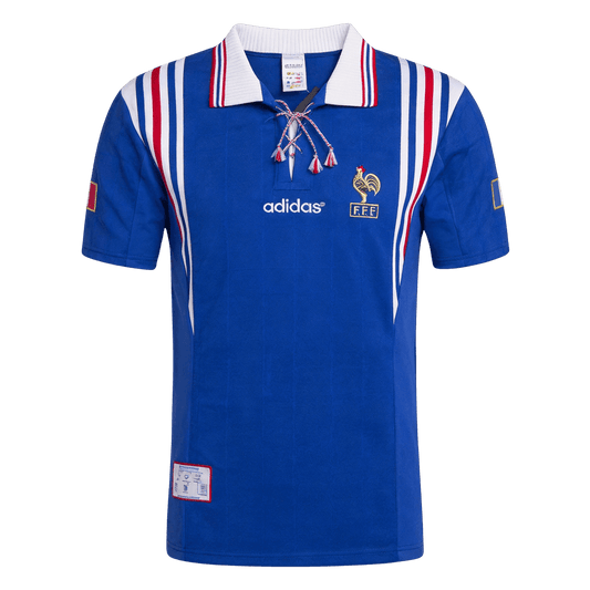 Men Retro Fan Version 1996 France Home Soccer Jersey Short Sleeve Blue
