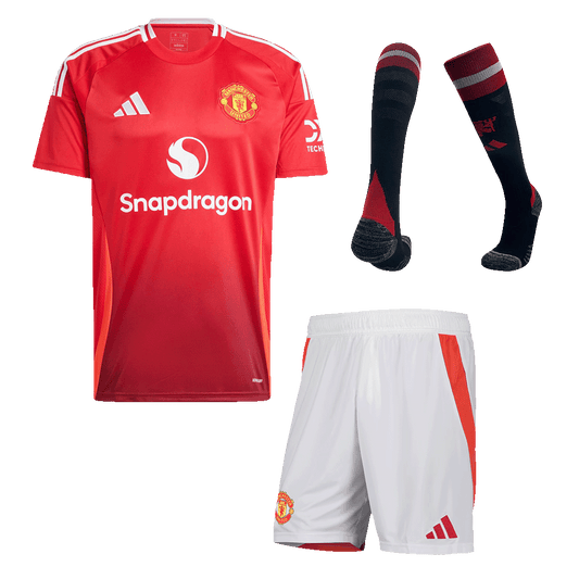 Men's Manchester United Home Football Shirt Kit (Shirt+Shorts+Socks) 2024/25 Football Kit UK