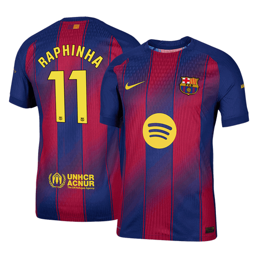 Authentic RAPHINHA #11 Barcelona Home Soccer Jersey 2025/26 Red&Blue
