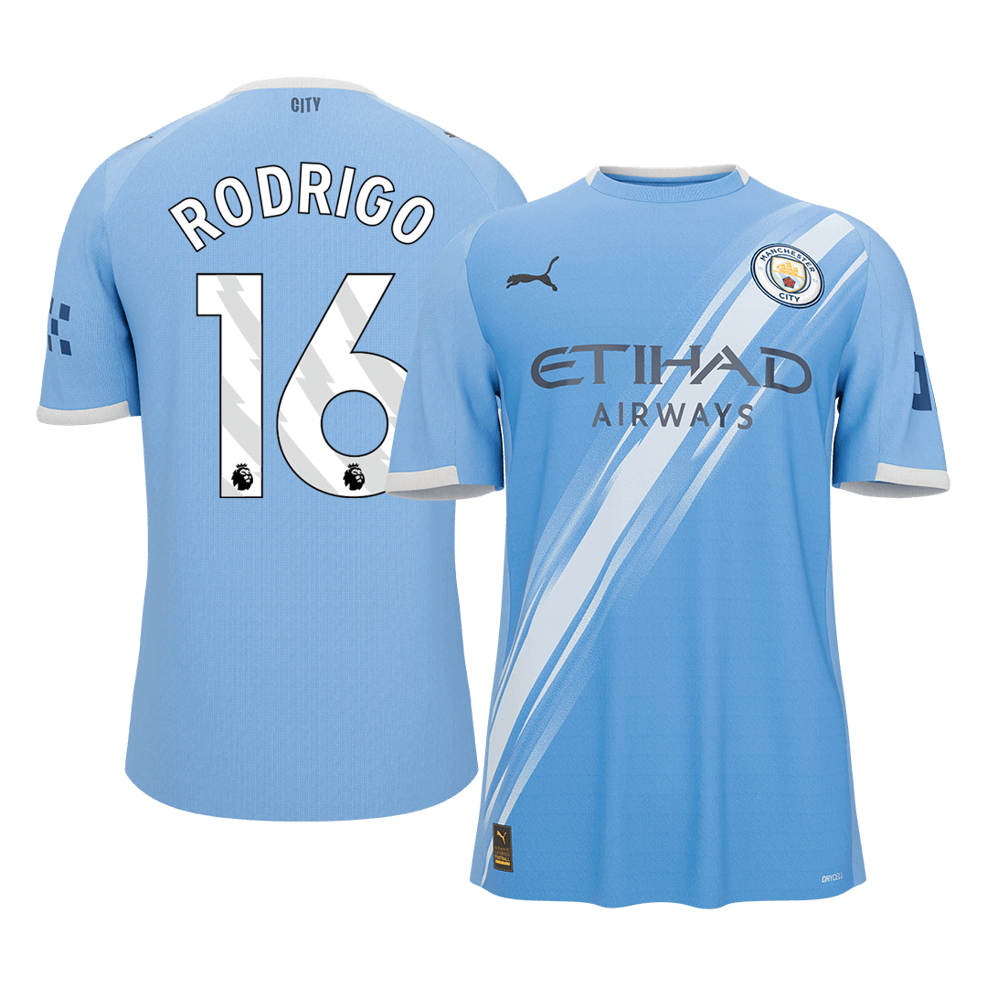 RODRIGO #16 Manchester City Home Soccer Jersey 2025/26 Blue