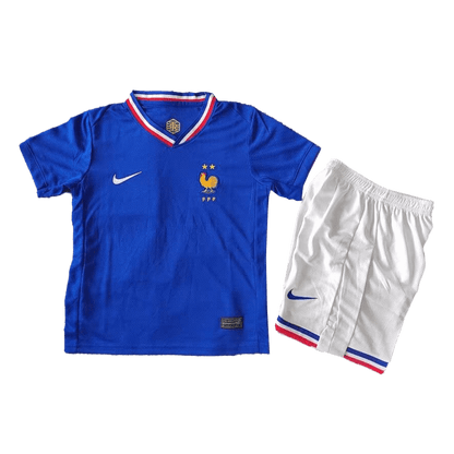 Kid's France Home Soccer Jersey Kit(Jersey+Shorts+Socks) Euro 2024