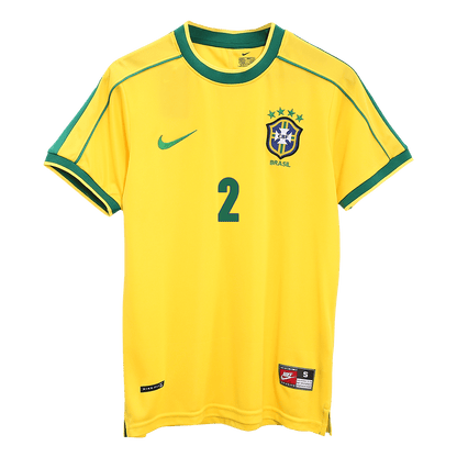 CAFU #2 Retro 1998 Brazil Home Soccer Jersey - World Cup
