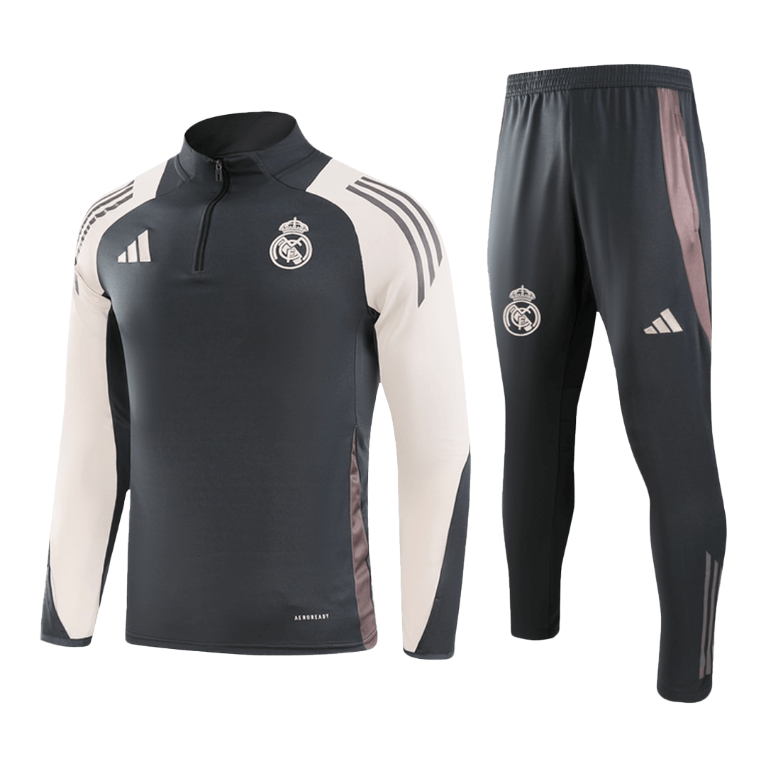 Men's Real Madrid Zipper Sweatshirt Kit (Top+Pants)  2024/25 Football Kit UK