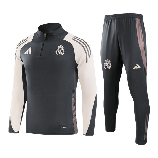 Men's Real Madrid Zipper Sweatshirt Kit (Top+Pants)  2024/25 Football Kit UK