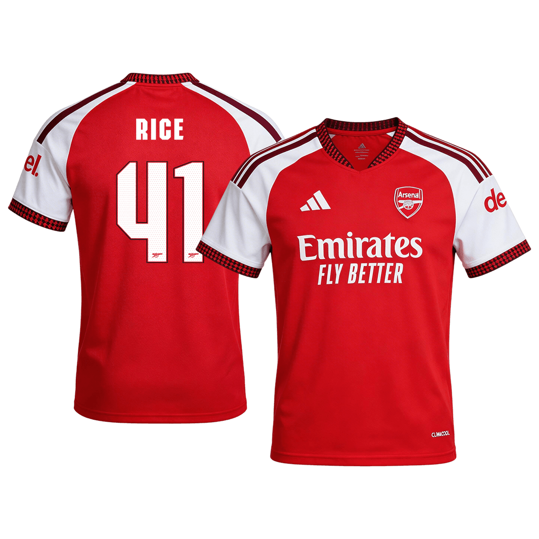 RICE #41 Arsenal Home Soccer Jersey 26/27 Red- UCL