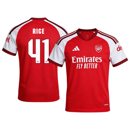 RICE #41 Arsenal Home Soccer Jersey 26/27 Red- UCL