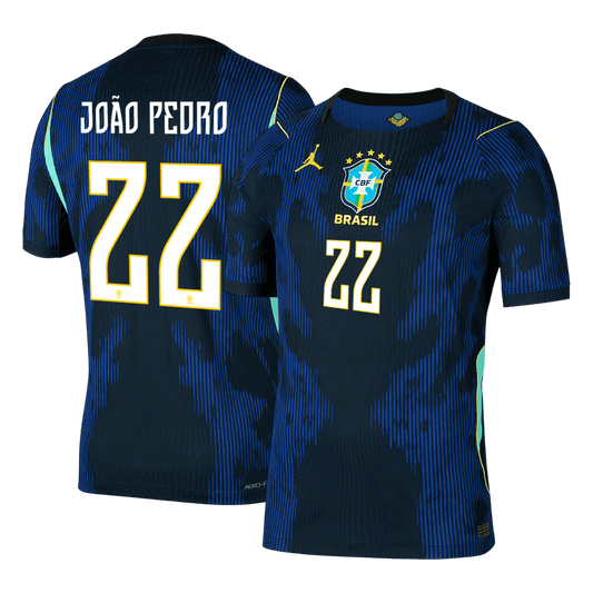 Authentic JO�O PEDRO #22 Brazil Away Football Shirt 2026
