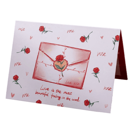 Custom Rose Envelope Valentine's Day Card Red