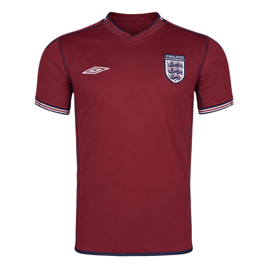 Men Retro Fan Version 2002 England Away Soccer Jersey Red
