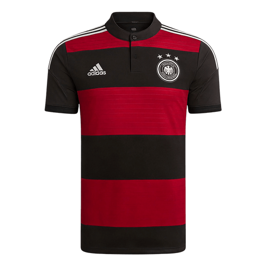 Men Retro Fan Version 2014 Germany Away Soccer Jersey Short Sleeve Black&Red