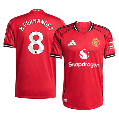 Authentic B.FERNANDES #8 Manchester United Home Soccer Jersey 2025/26 Red
