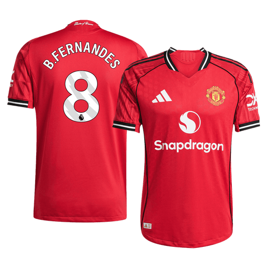 Authentic B.FERNANDES #8 Manchester United Home Soccer Jersey 2025/26 Red
