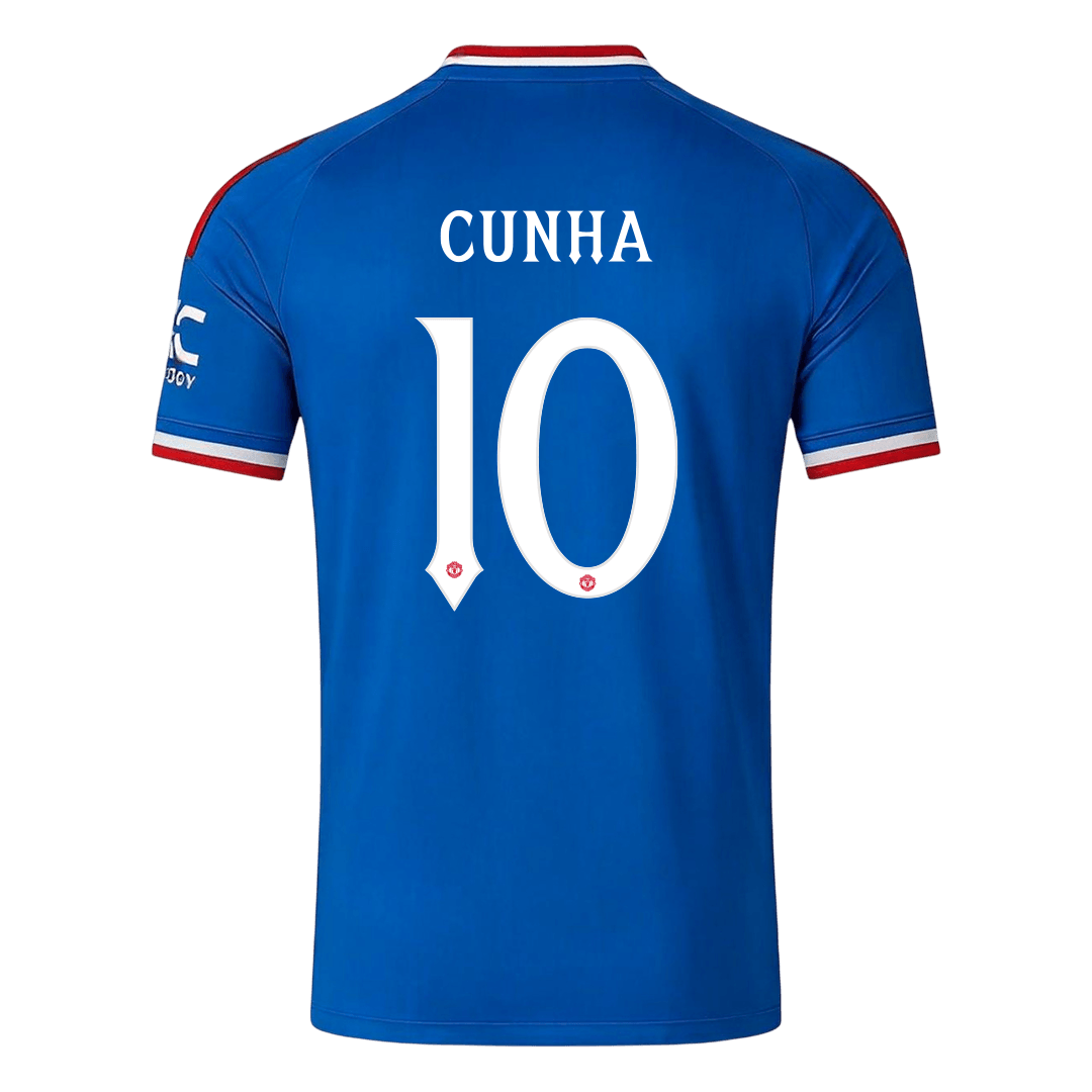 CUNHA #10 Manchester United Away Soccer Jersey 2026/27 Blue - UCL