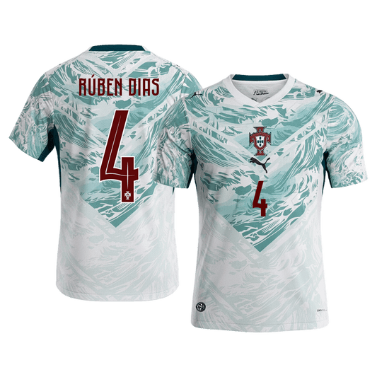 R�BEN DIAS #4 Portugal Away Football Shirt World Cup 2026 White&Green
