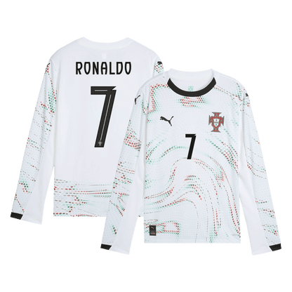 RONALDO #7 Portugal Away Long Sleeve Soccer Jersey 2025 White