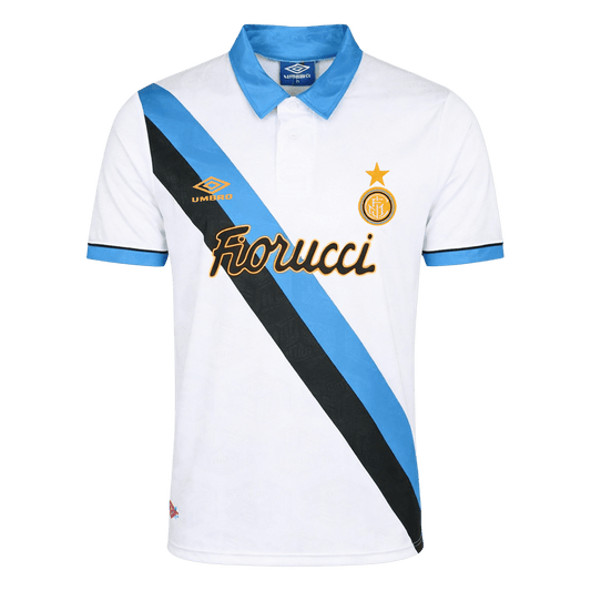Men Retro Fan Version 94/95 Inter Milan Away Soccer Jersey Short Sleeve White