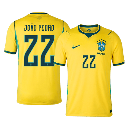 JOÃO PEDRO #22 Brazil Home Soccer Jersey World Cup 2026 Yellow