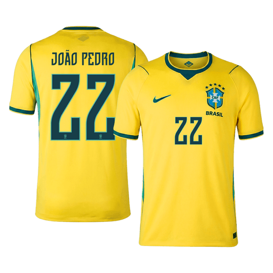JO�O PEDRO #22 Brazil Home Football Shirt World Cup 2026 Yellow